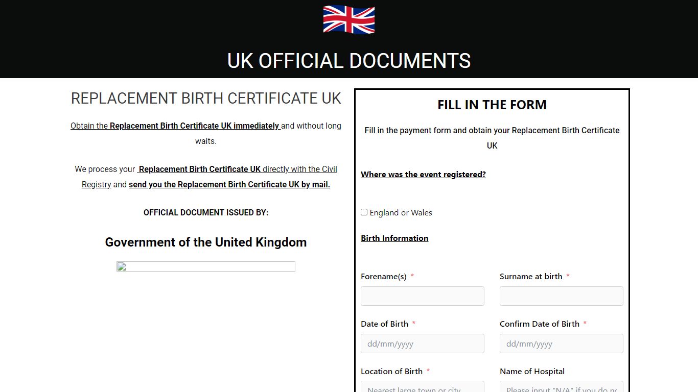 Replacement Birth Certificate UK - Gov-registration.com